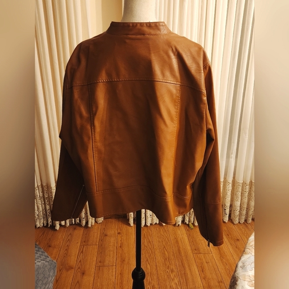 Women's new Pleather Tan Jacket - Picture 4 of 4